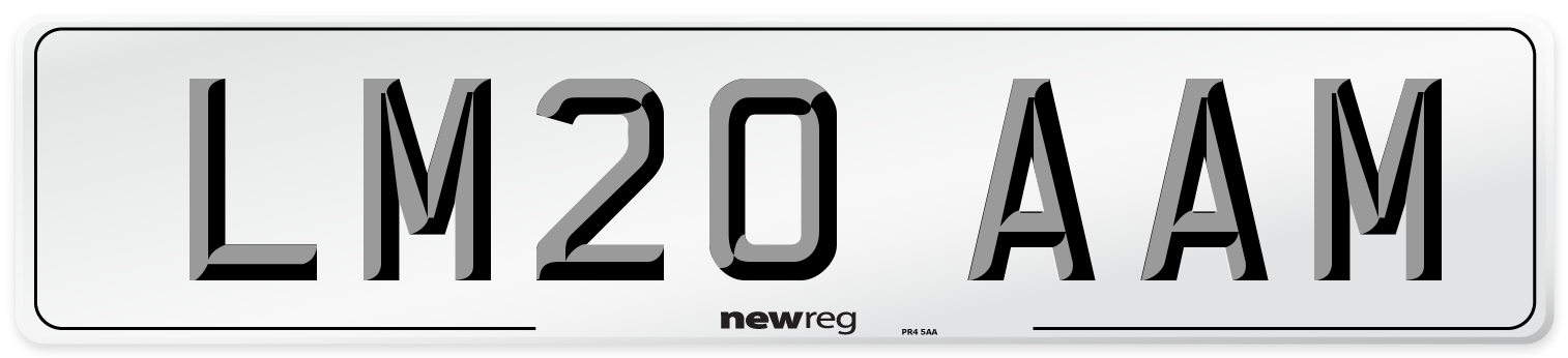 LM20 AAM Number Plate from New Reg